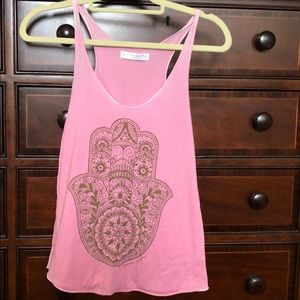 Spiritual Gangster hot pink and gold tank size S